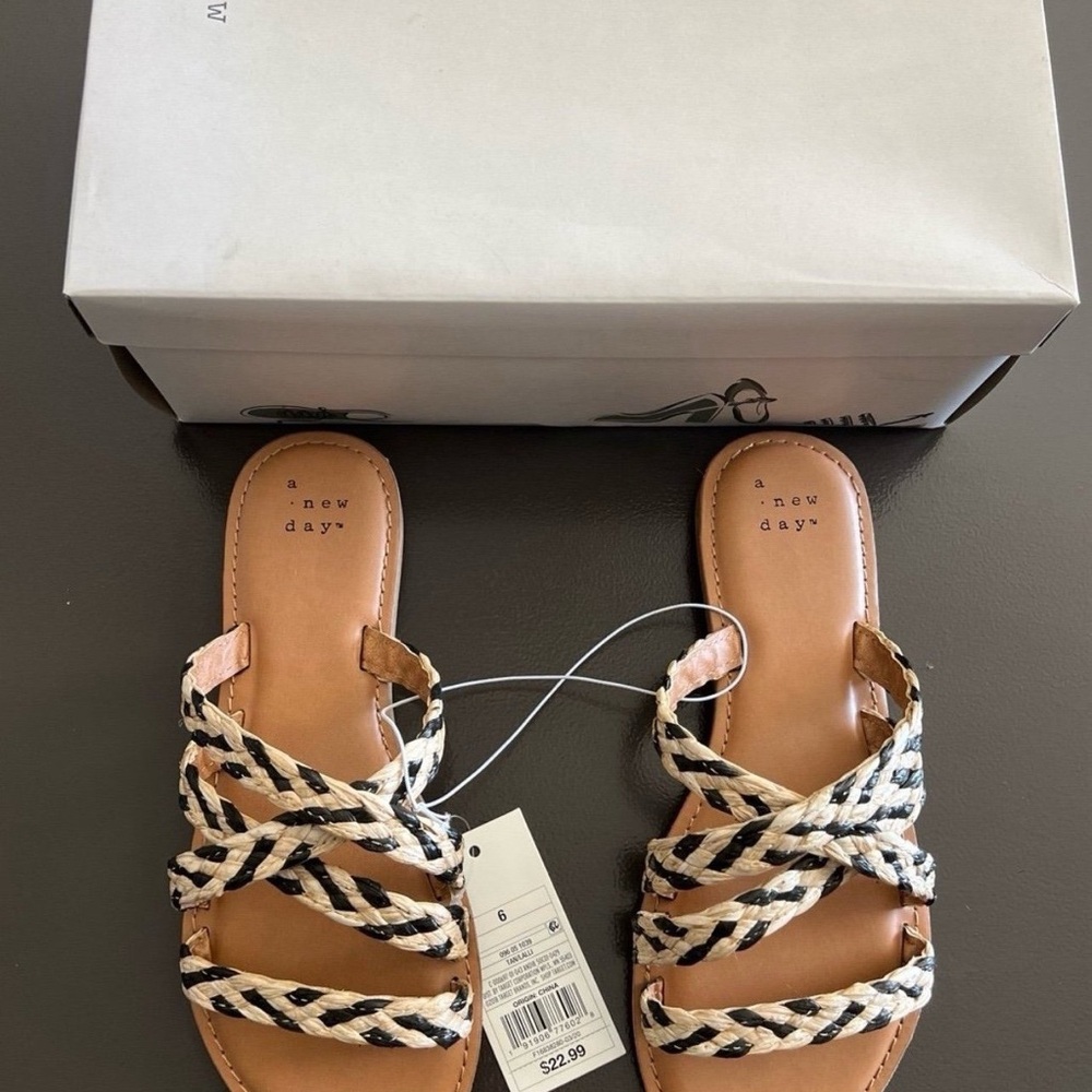 A New Day Women's Black and White Sandals
